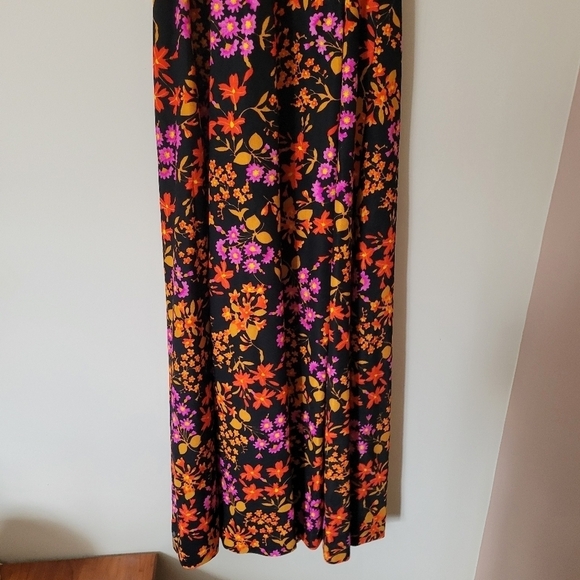 Vintage 60s Flower Power Floral Print Halter Long Maxi Dress with Matching Bag - Picture 5 of 10